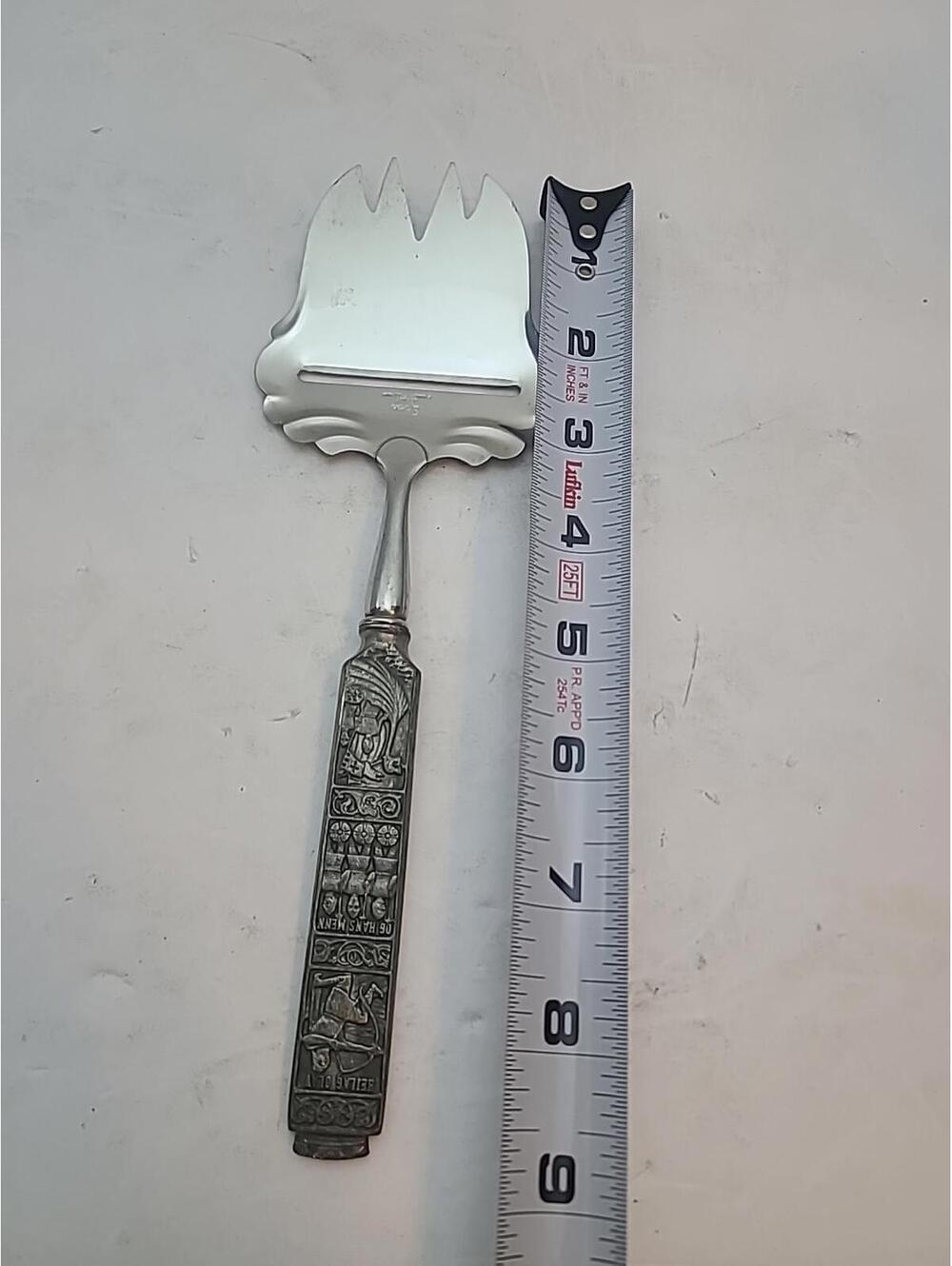 Konge Tinn Spar Norwegian Viking Heilag Olav Cheese Slicer Norway Pewter Vintage - Picture 11 of 11